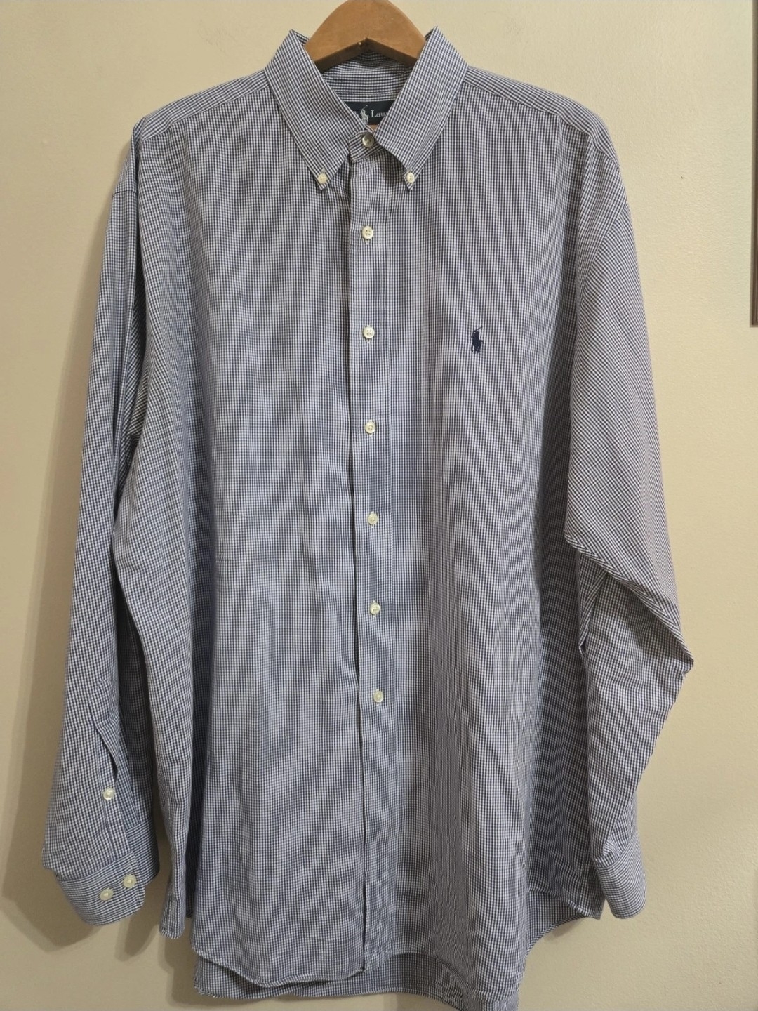 Vintage Ralph Lauren Yarmouth Mens Dress Shirt 17 34/35 Blue Button Down Euc